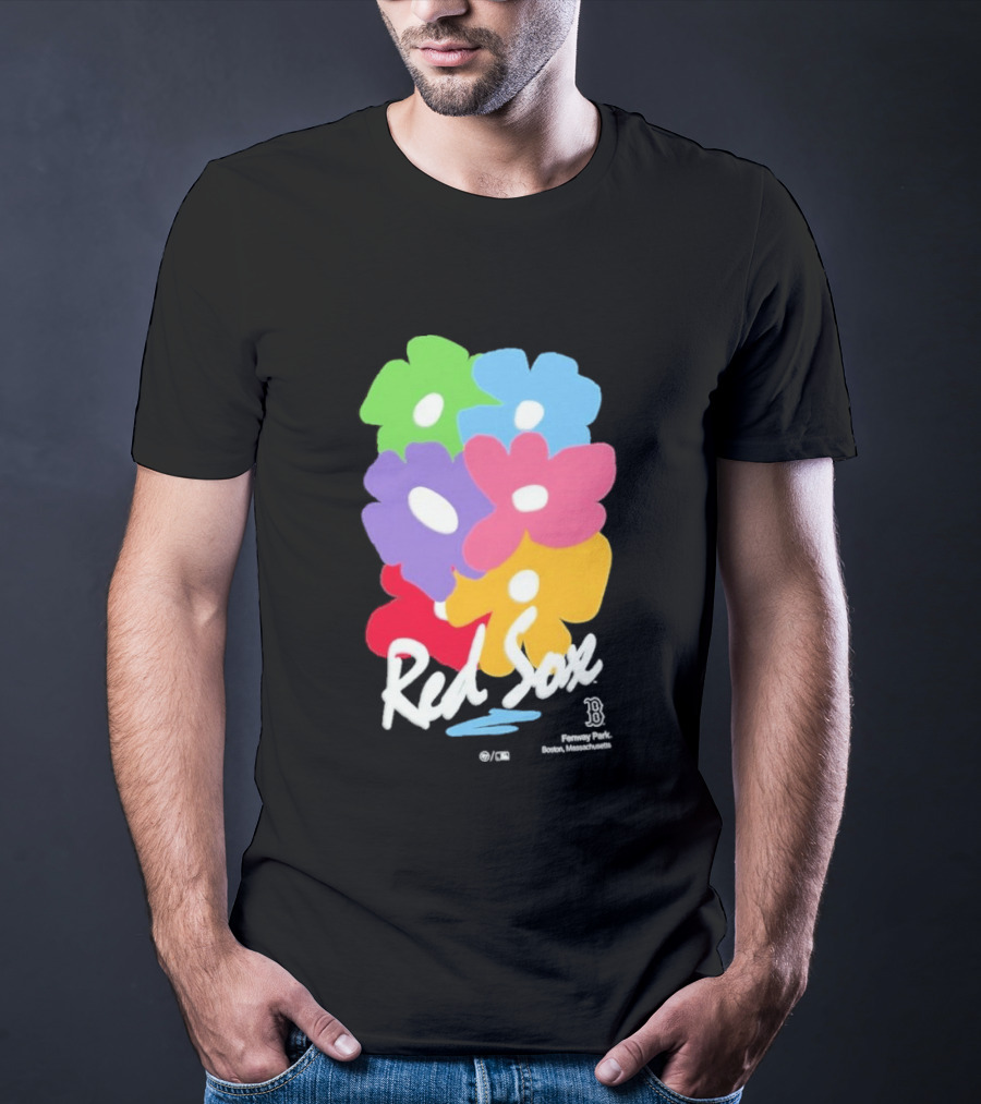 Boston Red Sox 47 Dark Green Red Sox Flower Power Murakami Gallery Foundation T-Shirt