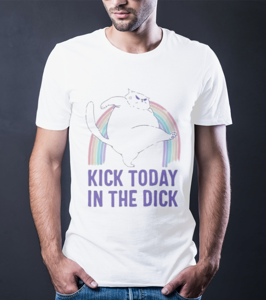 Kick Today In The Dick Rainbow Cat T-Shirt