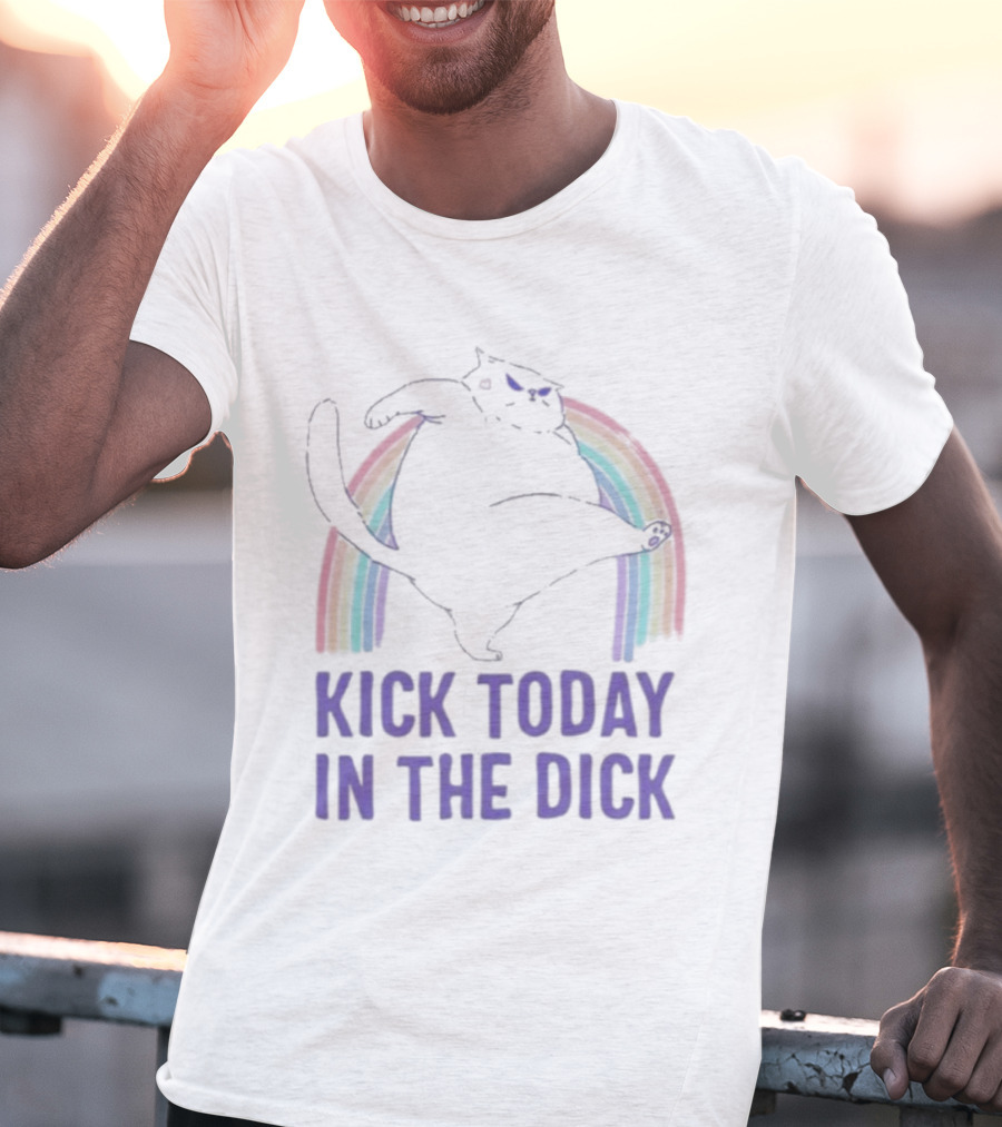 Kick Today In The Dick Rainbow Cat T-Shirt