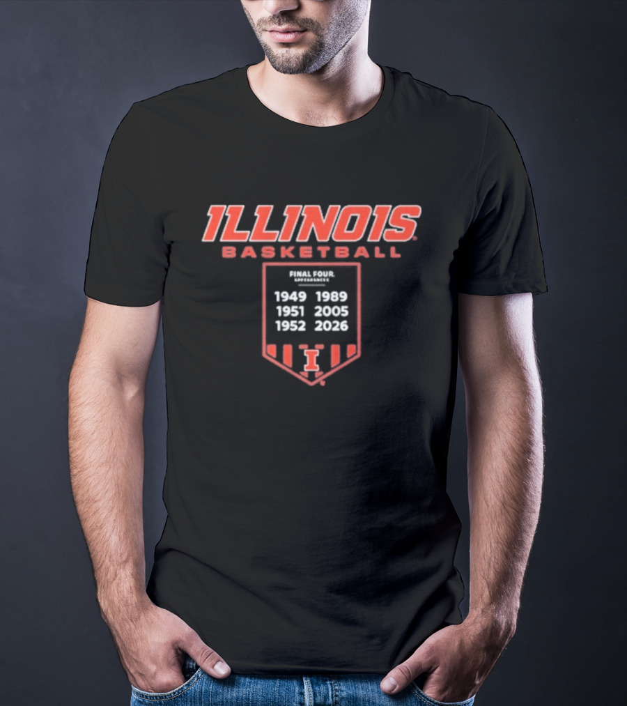 ILLINOIS Basketball Final Four Years Banner 1949 1951 1998 2005 2021 T-Shirt