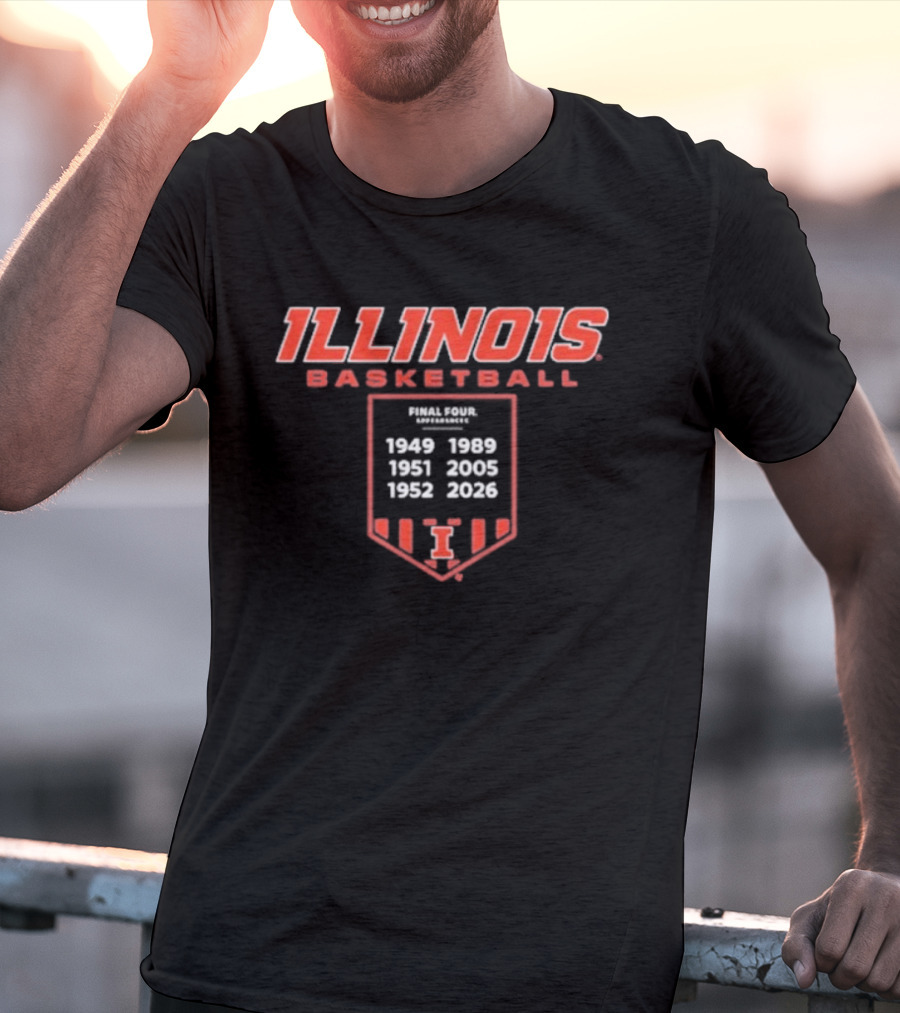 ILLINOIS Basketball Final Four Years Banner 1949 1951 1998 2005 2021 T-Shirt