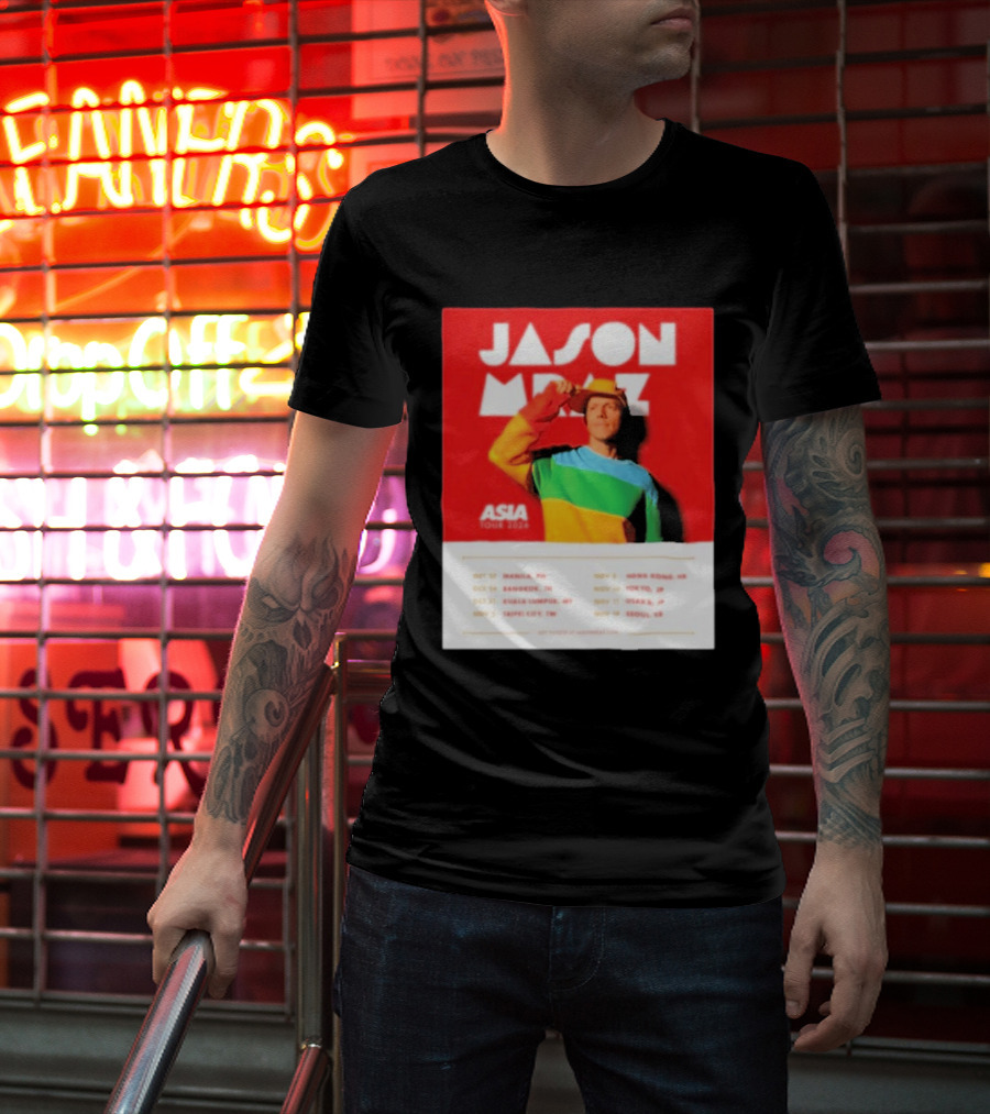 Jason Mraz Asia Tour Manila Bangkok Kuala Lumpur Taipei Hong Kong Tokyo Osaka Seoul 2026 T-Shirt