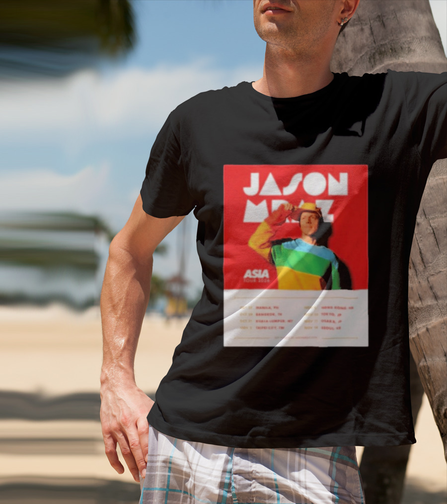 Jason Mraz Asia Tour Manila Bangkok Kuala Lumpur Taipei Hong Kong Tokyo Osaka Seoul 2026 T-Shirt