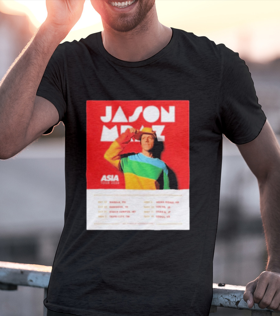 Jason Mraz Asia Tour Manila Bangkok Kuala Lumpur Taipei Hong Kong Tokyo Osaka Seoul 2026 T-Shirt