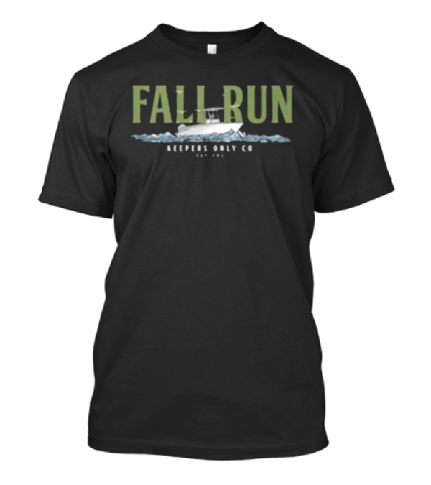 Keepers Only Co Fall Run Boat Ocean Scene T-Shirt