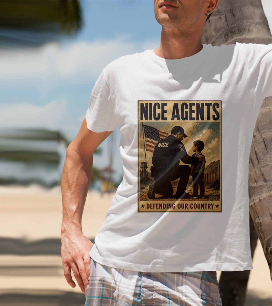 Nice Agents Defending Our Country Flag Patch Officer And Child T-Shirt