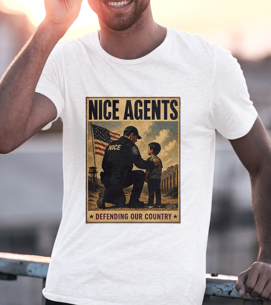 Nice Agents Defending Our Country Flag Patch Officer And Child T-Shirt