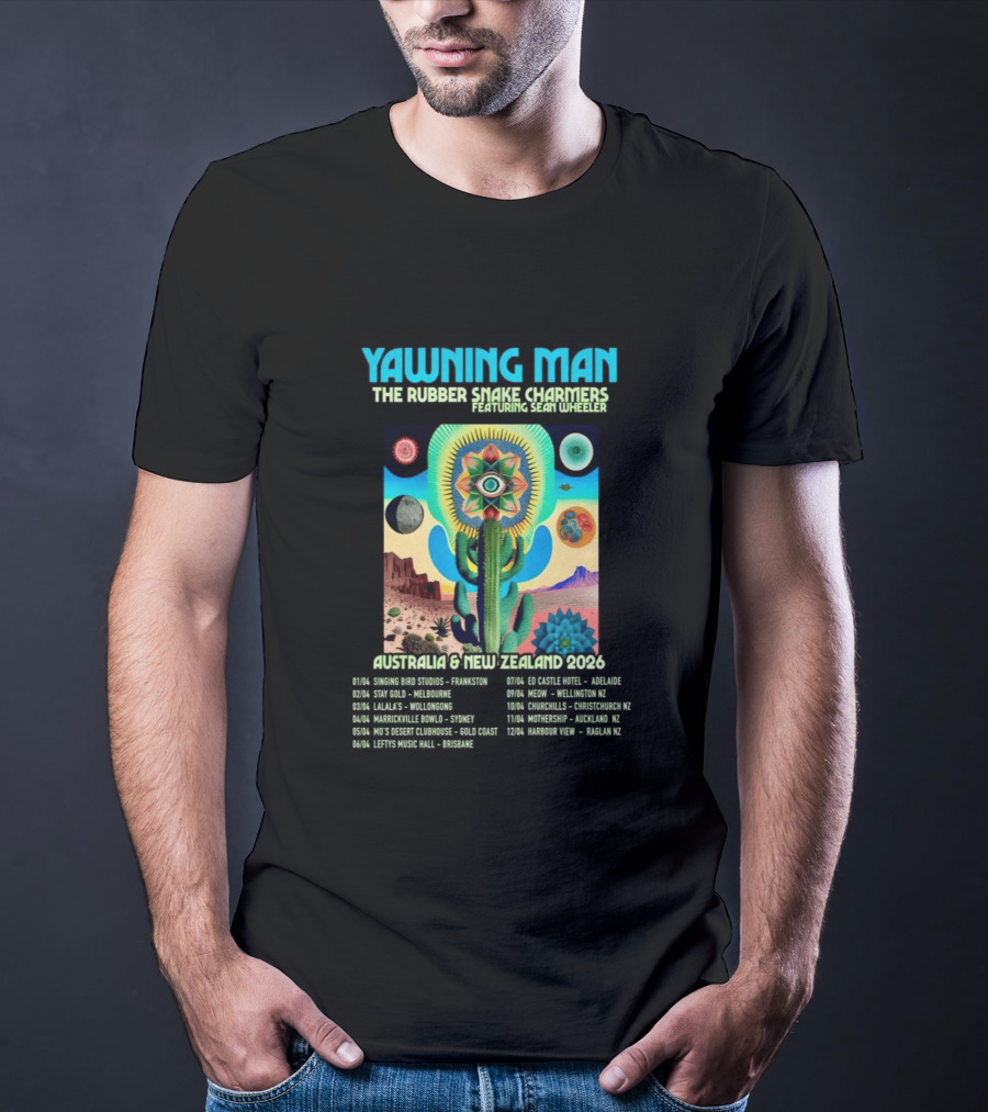 Yawning Man The Rubber Snake Charmers Featuring Sean Wheeler Australia & New Zealand 2026 Tour T-Shirt