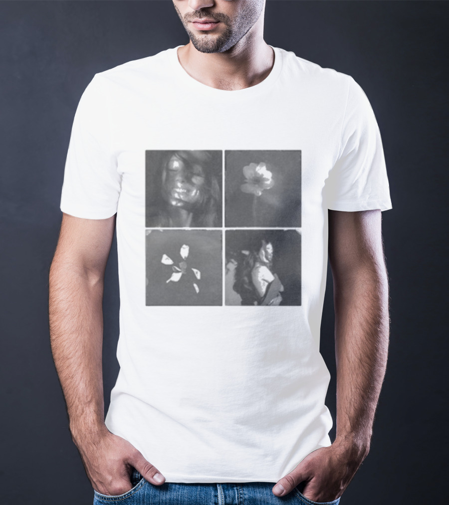 Ariana Grande Reflective Floral Portraits Petal Tile Photo T-Shirt