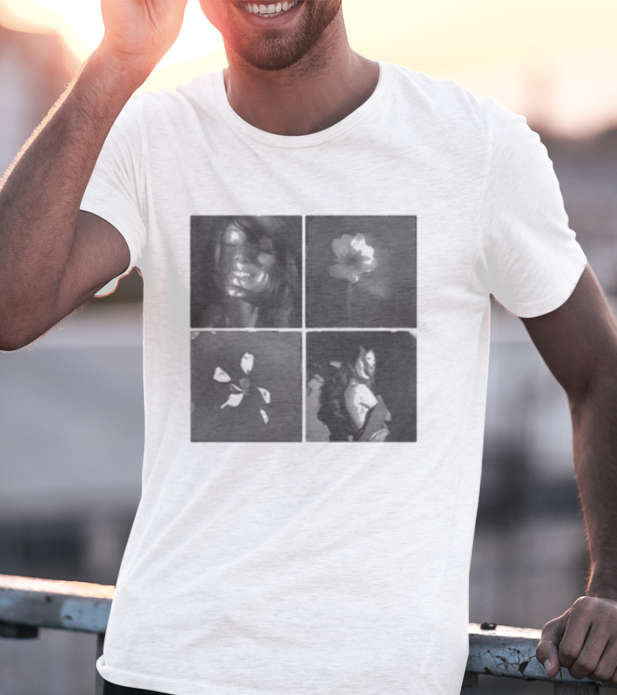 Ariana Grande Reflective Floral Portraits Petal Tile Photo T-Shirt