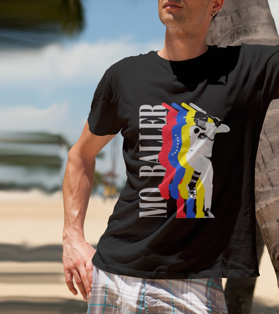 Mo Baller Venezuela Flag Baseball Batting Pose T-Shirt