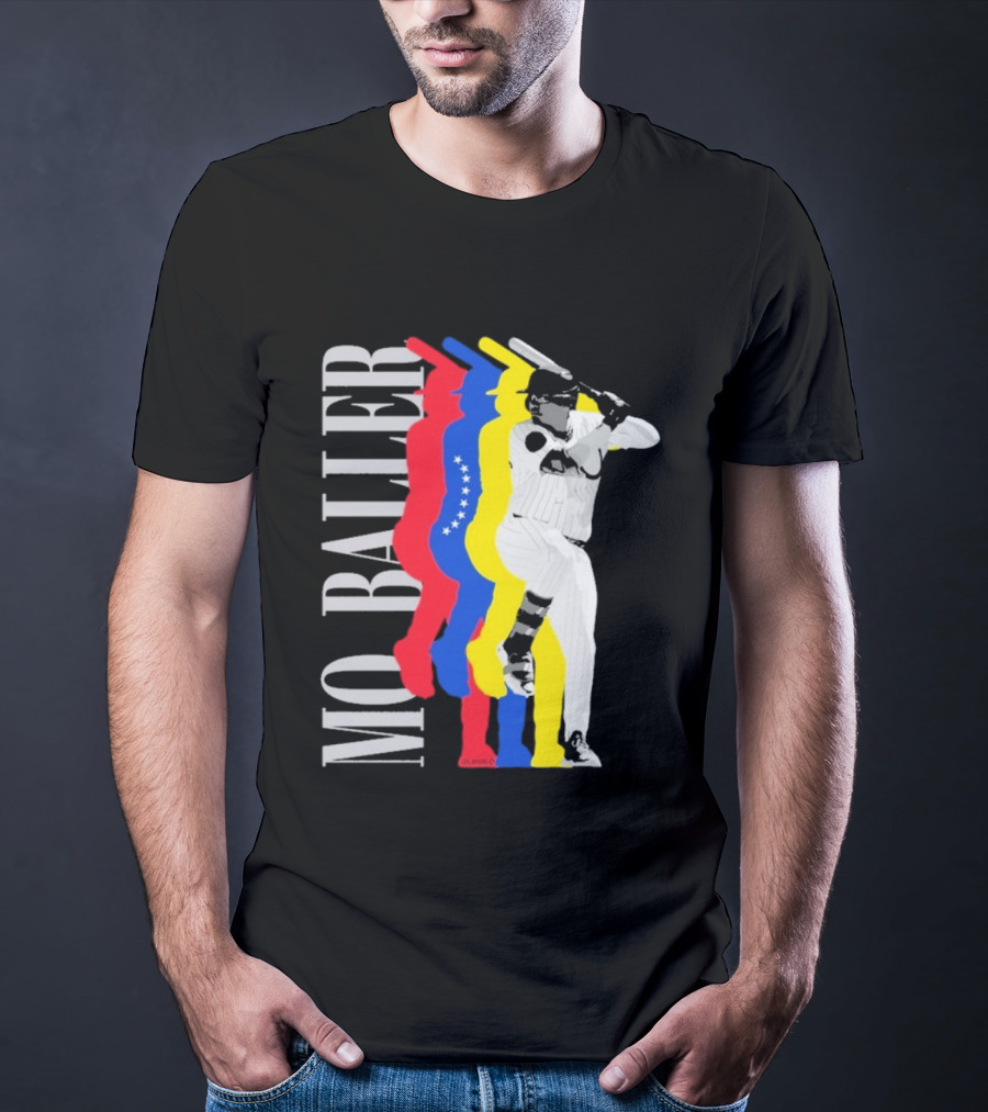 Mo Baller Venezuela Flag Baseball Batting Pose T-Shirt