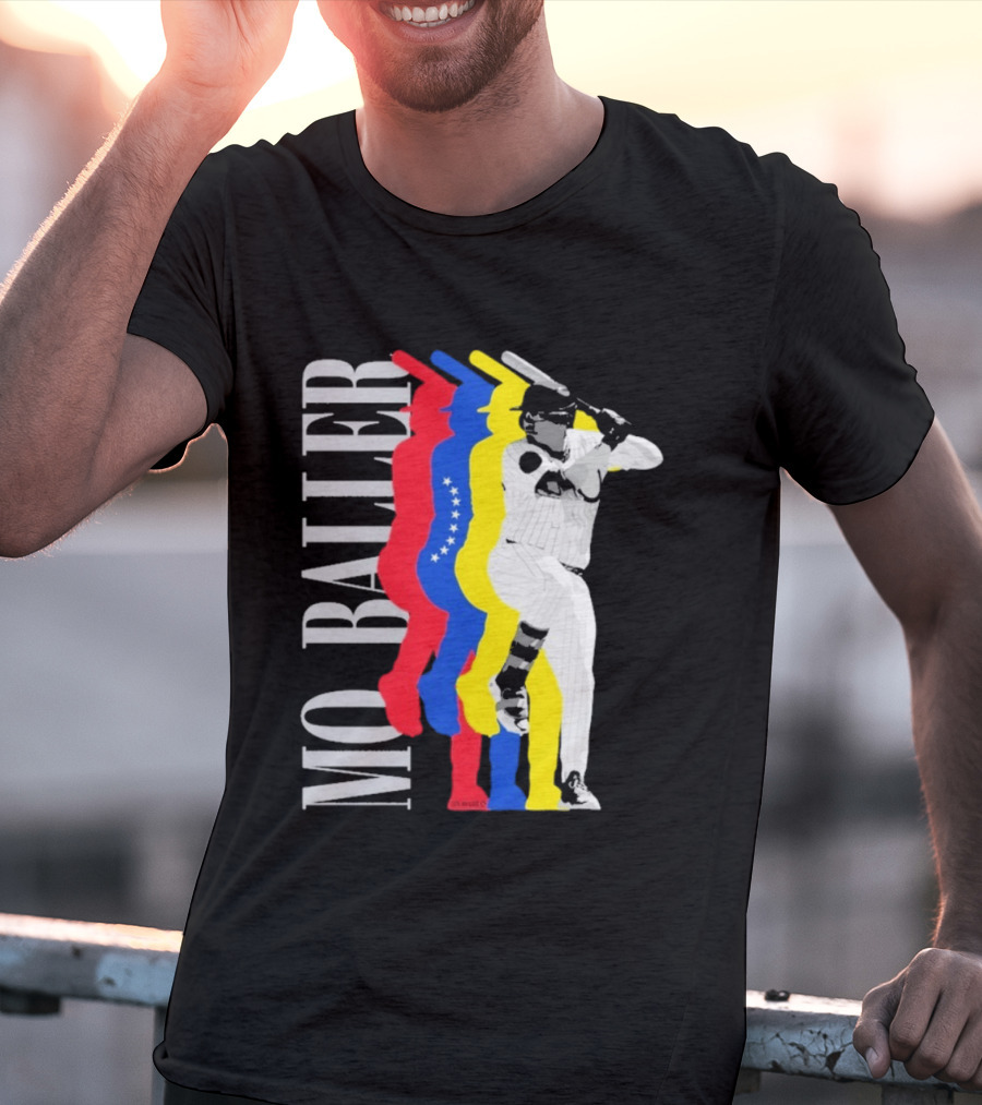Mo Baller Venezuela Flag Baseball Batting Pose T-Shirt