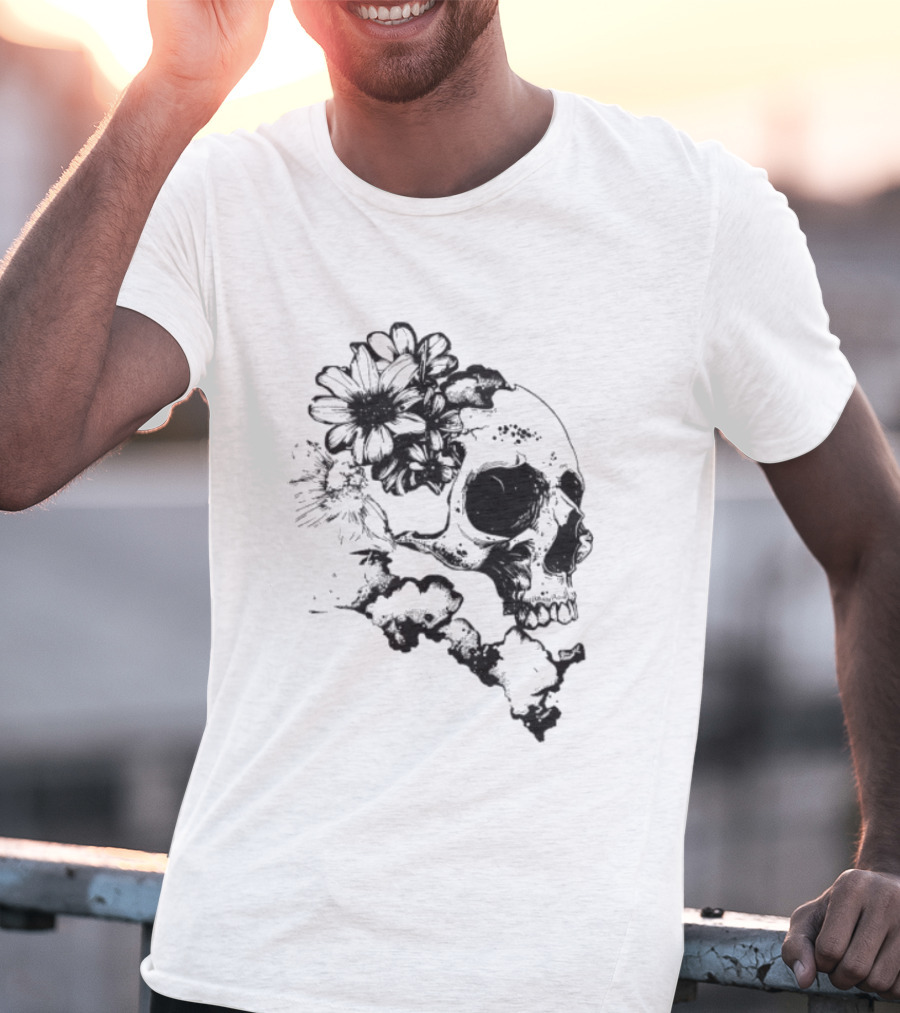 Emery Blooming Skull Watermelon Floral Aesthetic T-Shirt