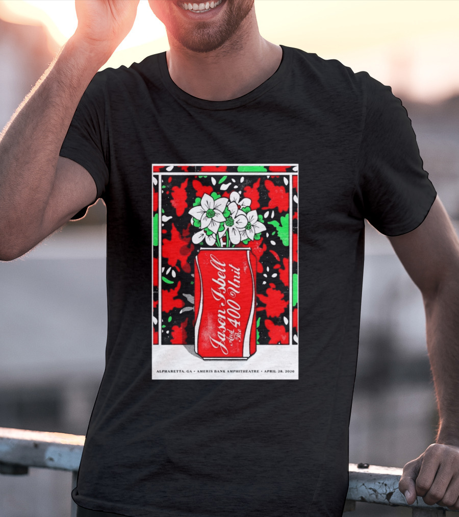 Jason Isbell And The 400 Unit Alpharetta GA Ameris Bank Amphitheatre April 28 2026 Floral Can T-Shirt
