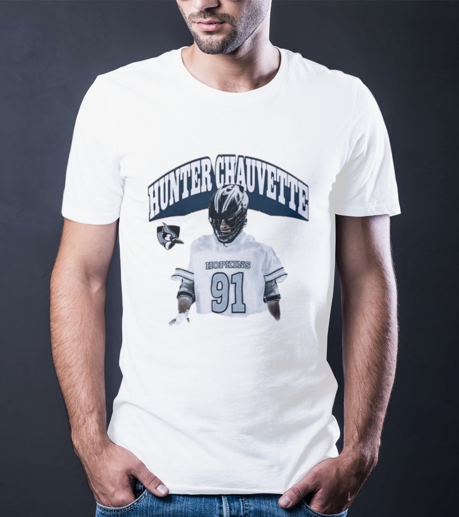 Hopkins Blue Jays Hunter Chauvette 91 Jersey T-Shirt