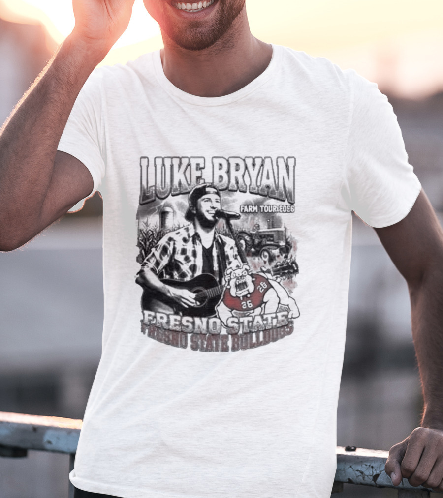 Luke Bryan Farm Tour 2026 Clovis California May 15 Fresno State Bulldogs NCAA T-Shirt