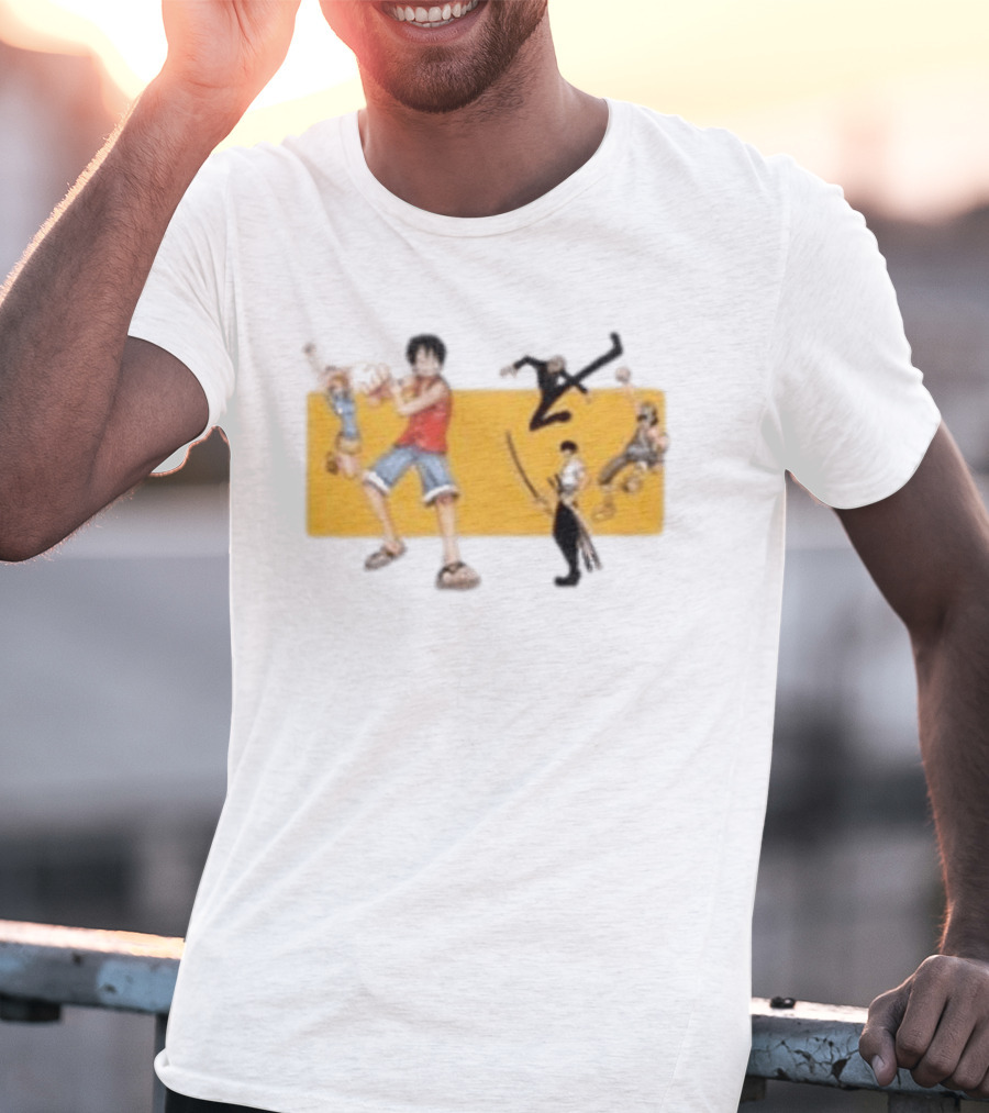 One Piece Classic Anime Characters In Action Pose T-Shirt
