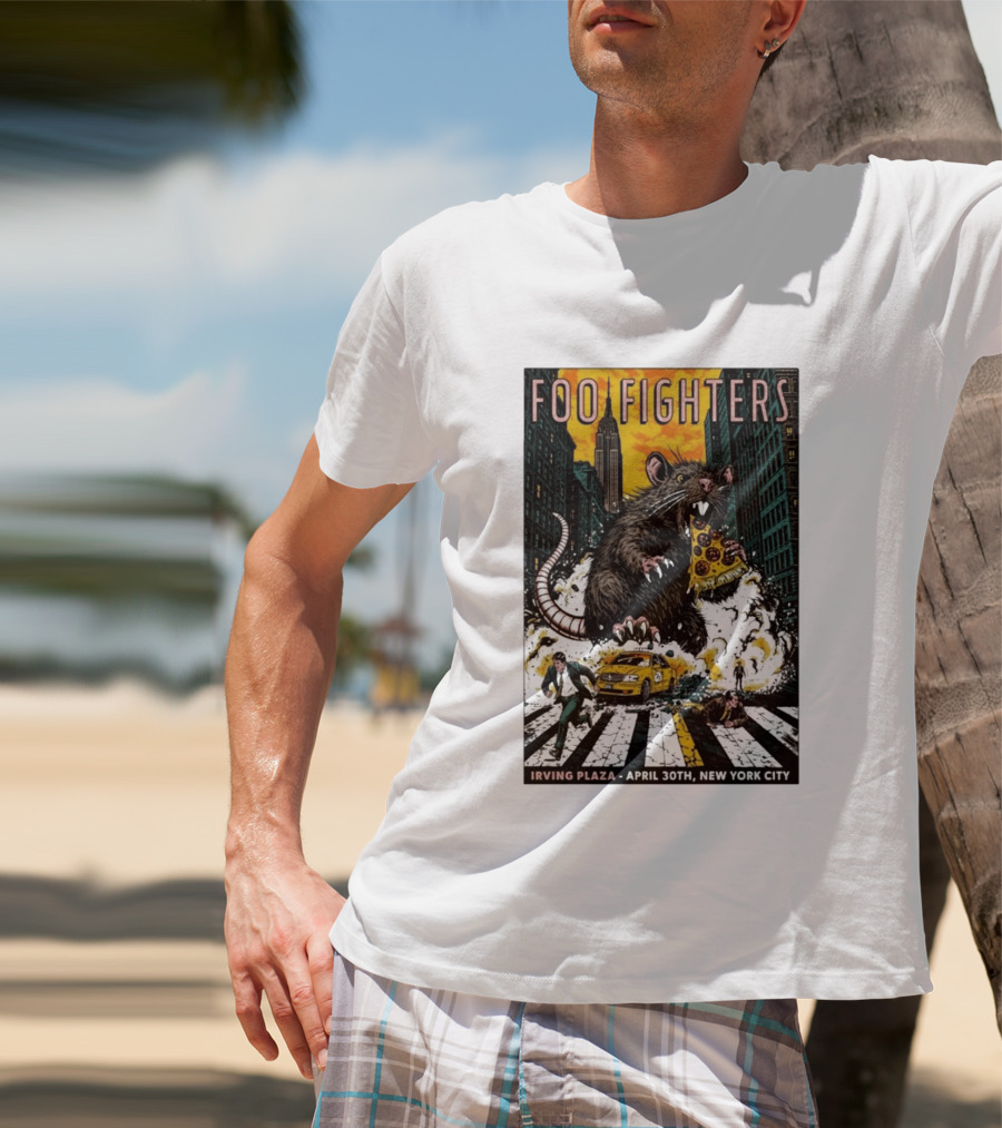 Foo Fighters NYC Irving Plaza April 30 2026 Giant Pizza Rat T-Shirt