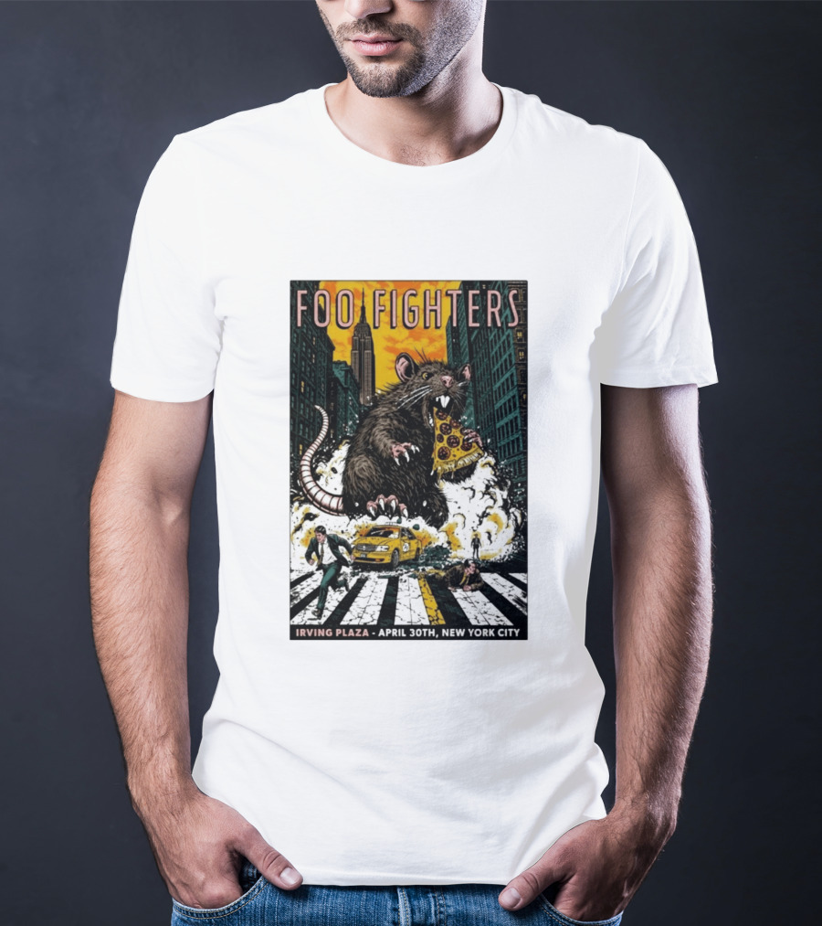 Foo Fighters NYC Irving Plaza April 30 2026 Giant Pizza Rat T-Shirt