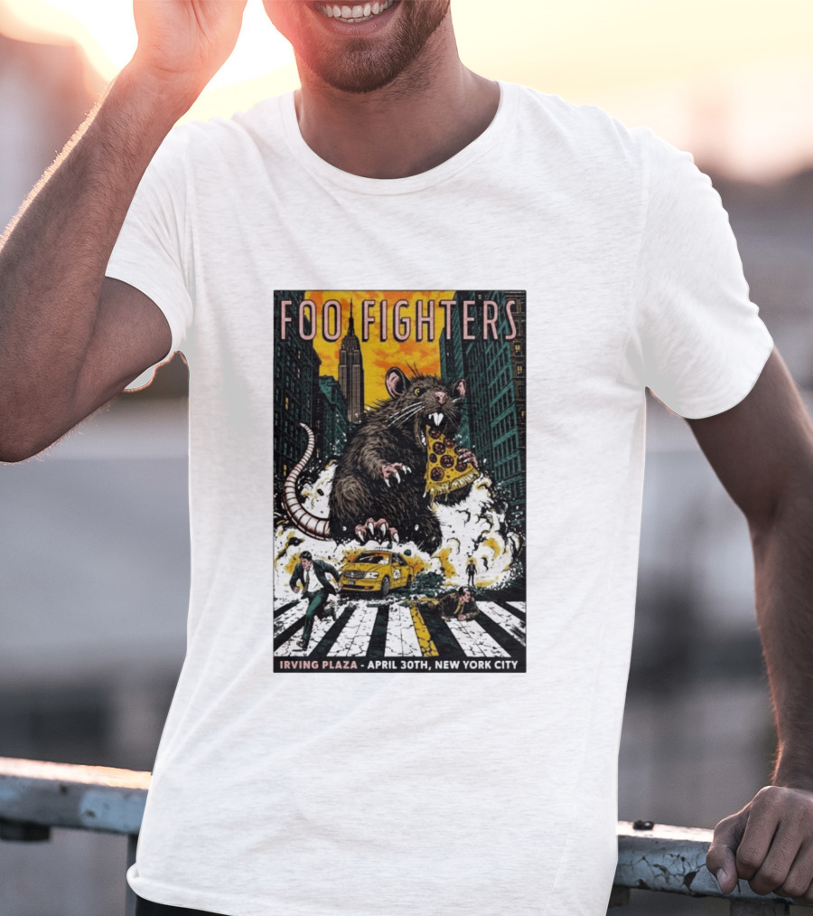 Foo Fighters NYC Irving Plaza April 30 2026 Giant Pizza Rat T-Shirt