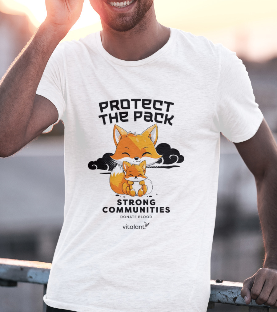 Protect The Pack Strong Communities Donate Blood Vitalant Fox Family T-Shirt