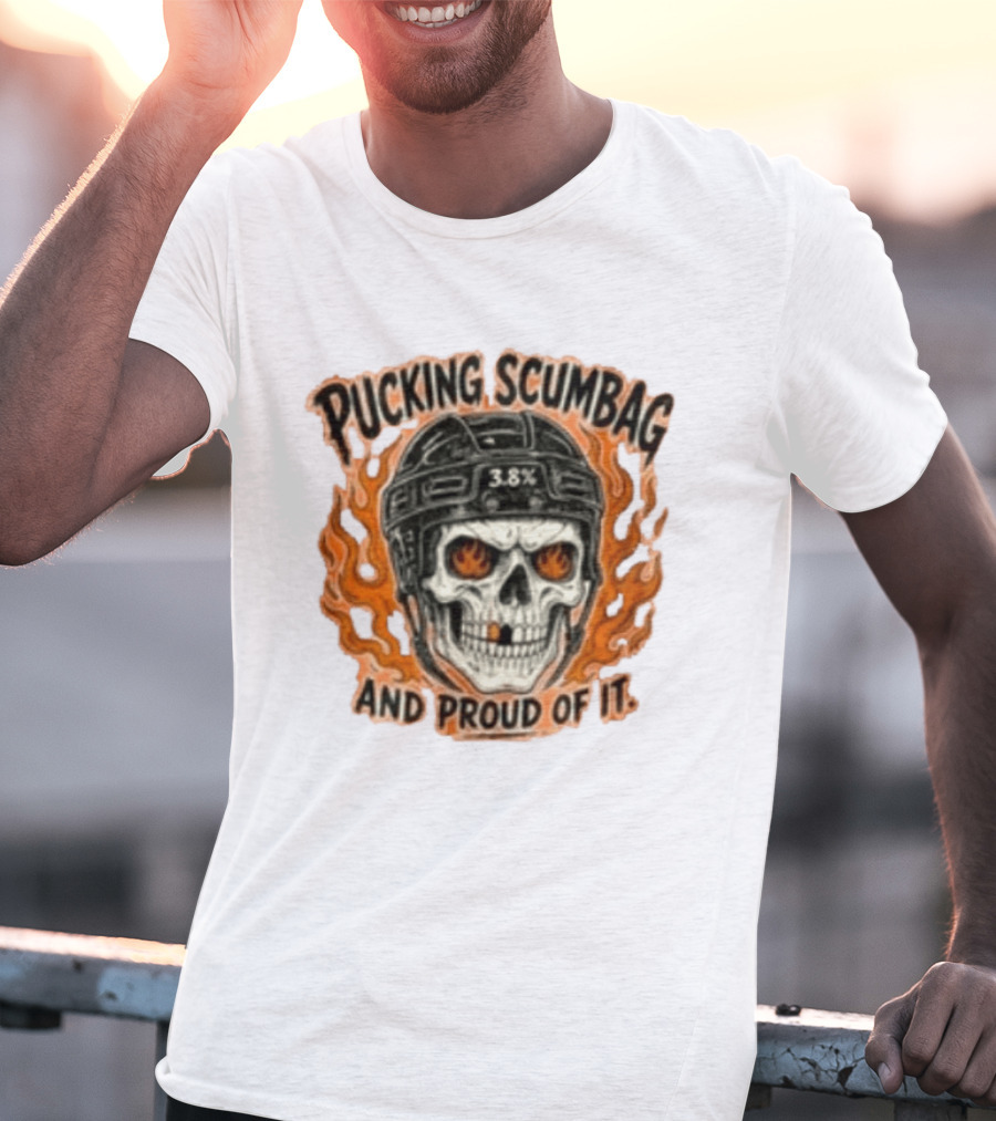 Pucking Scumbag Skull Helmet Flames Proud 38% T-Shirt