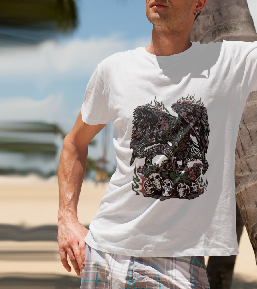 Warren Lotas Mexico Eagle Snake Cactus Flames T-Shirt