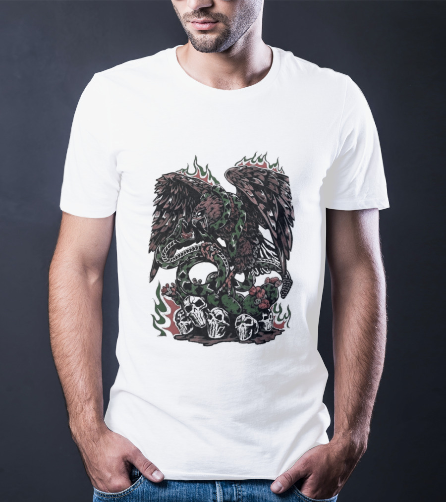 Warren Lotas Mexico Eagle Snake Cactus Flames T-Shirt