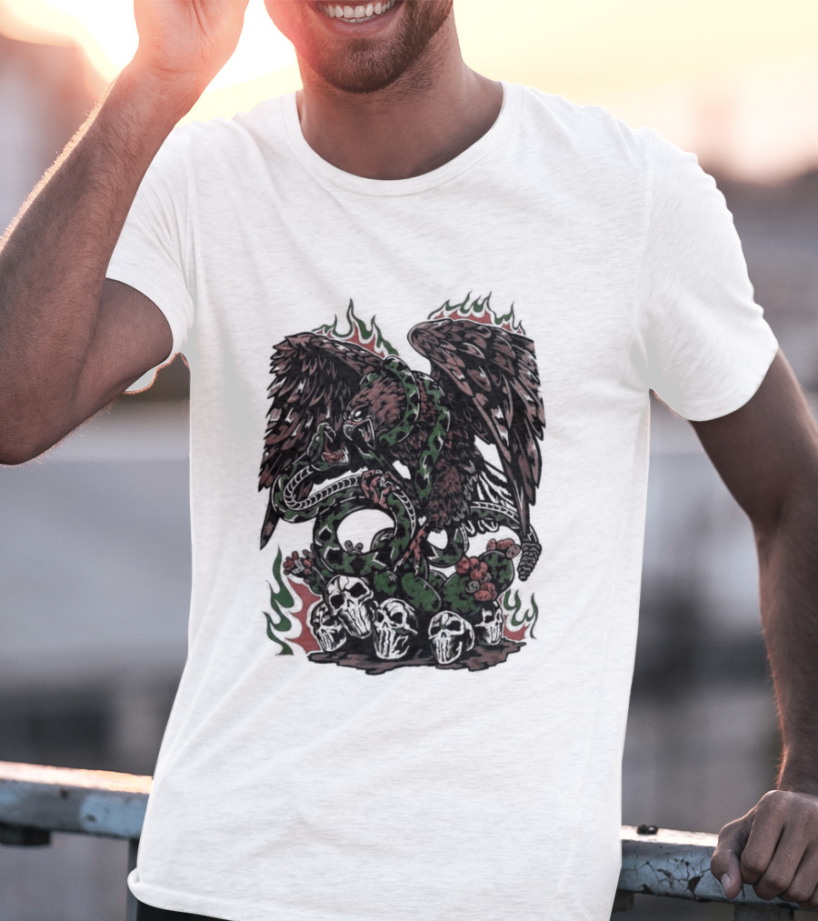 Warren Lotas Mexico Eagle Snake Cactus Flames T-Shirt