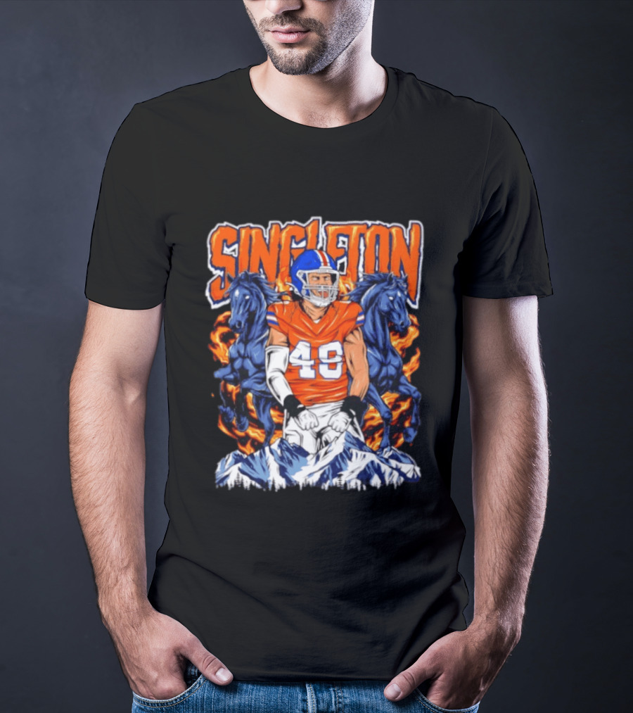 Alex Singleton Denver Broncos Dark Horse 48 Rocky Mountains T-Shirt