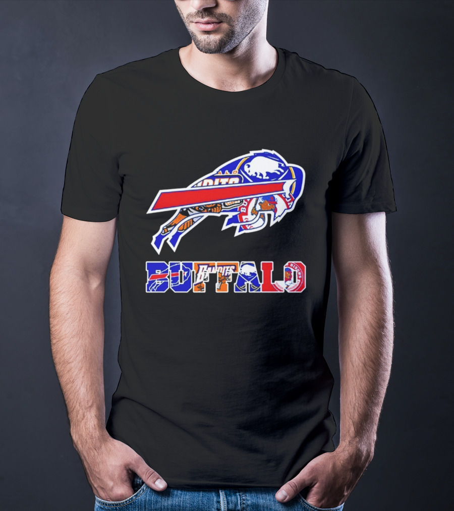 Buffalo Bills Sabres Braves Bandits Bisons Sports Teams Mashup T-Shirt