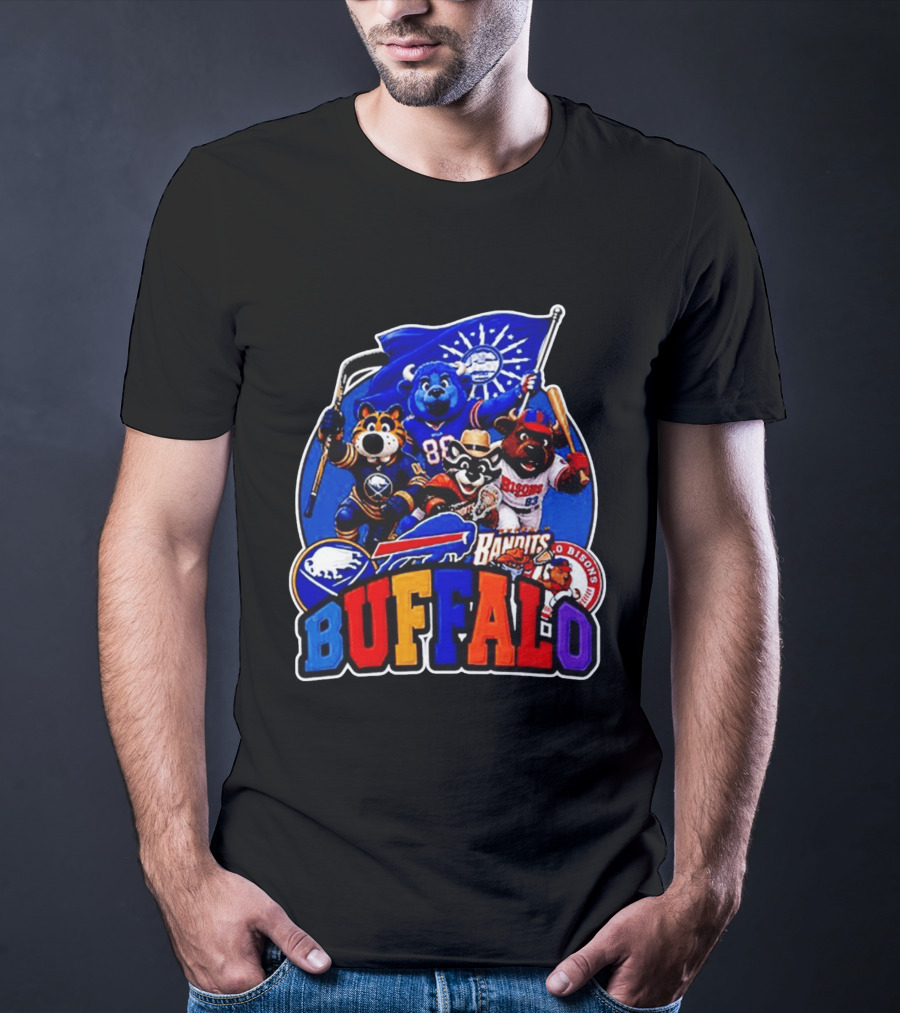 Buffalo Sabres Bills Bandits Bisons Mascot Squad T-Shirt