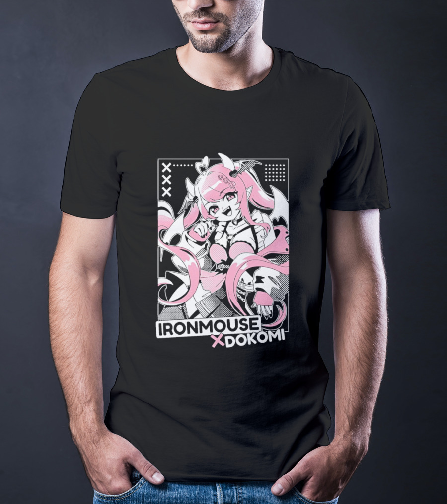 Ironmouse X Dokomi Exclusive Anime Pink Aesthetic T-Shirt