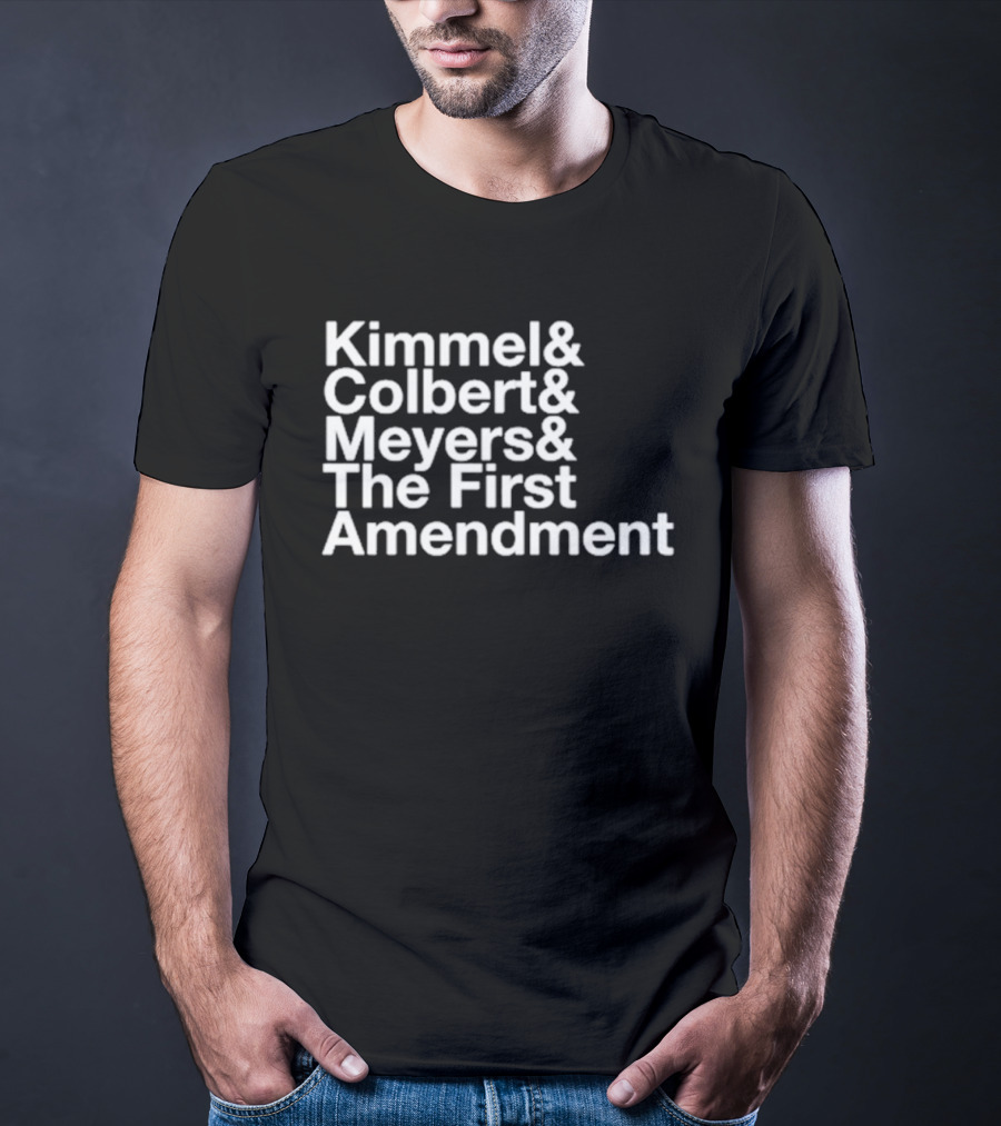 Kimmel Colbert Meyers The First Amendment Late Night Hosts T-Shirt