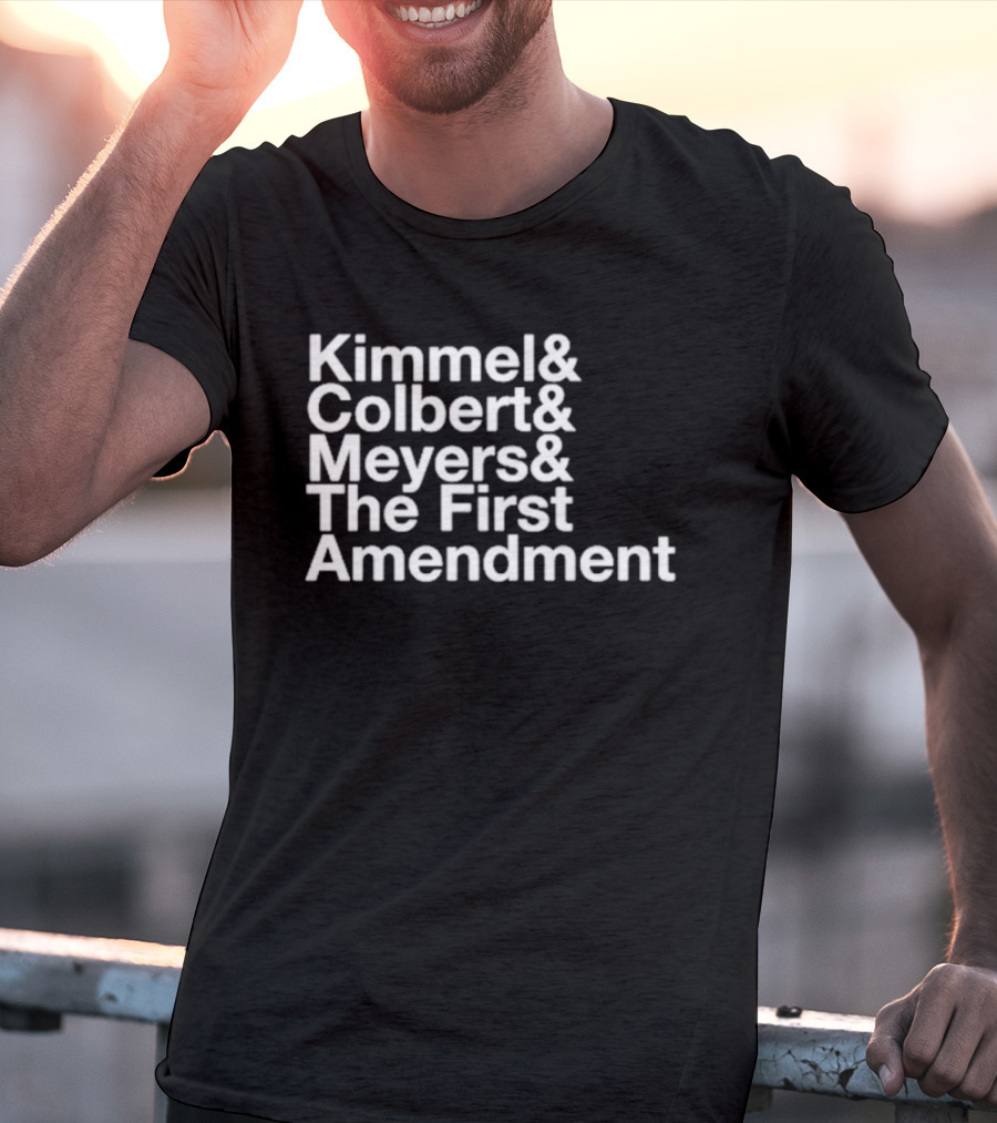 Kimmel Colbert Meyers The First Amendment Late Night Hosts T-Shirt