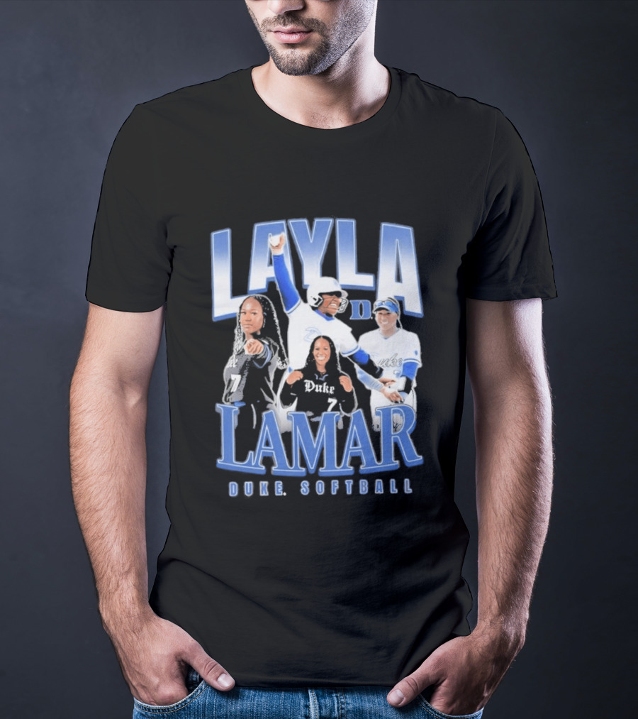 Layla Lamar Duke Blue Devils Softball 90s Baseball Team Celebration T-Shirt