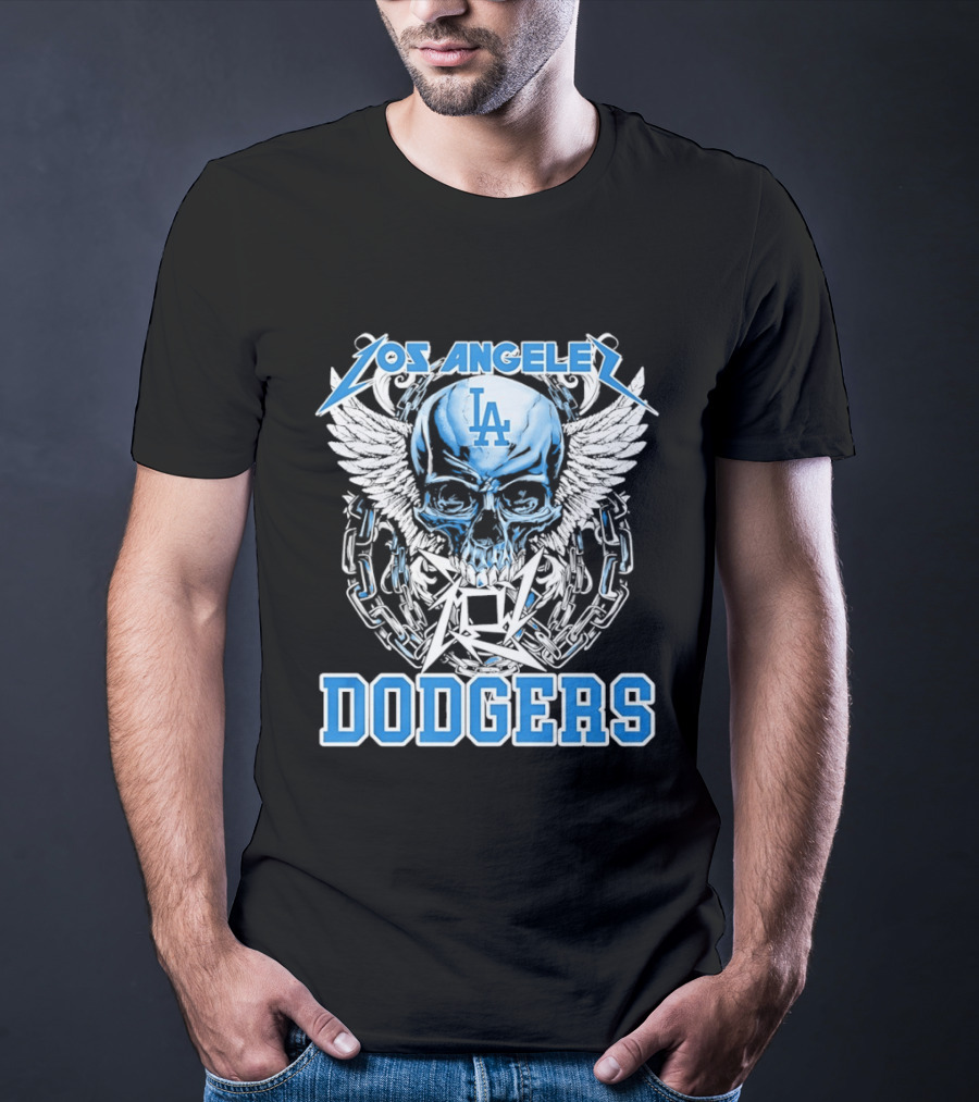 Los Angeles Dodgers Skull Wings And Chains T-Shirt