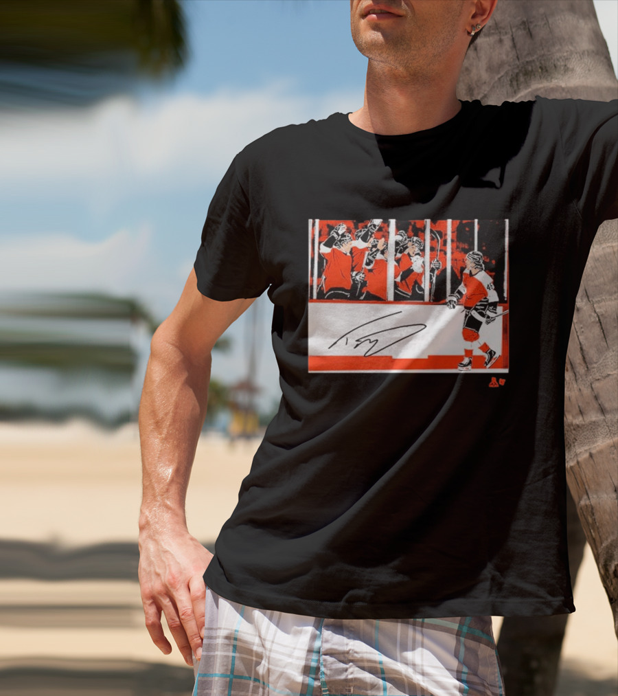 Trevor Zegras Penalty Box Celebration Hockey Art Signature Number 46 T-Shirt