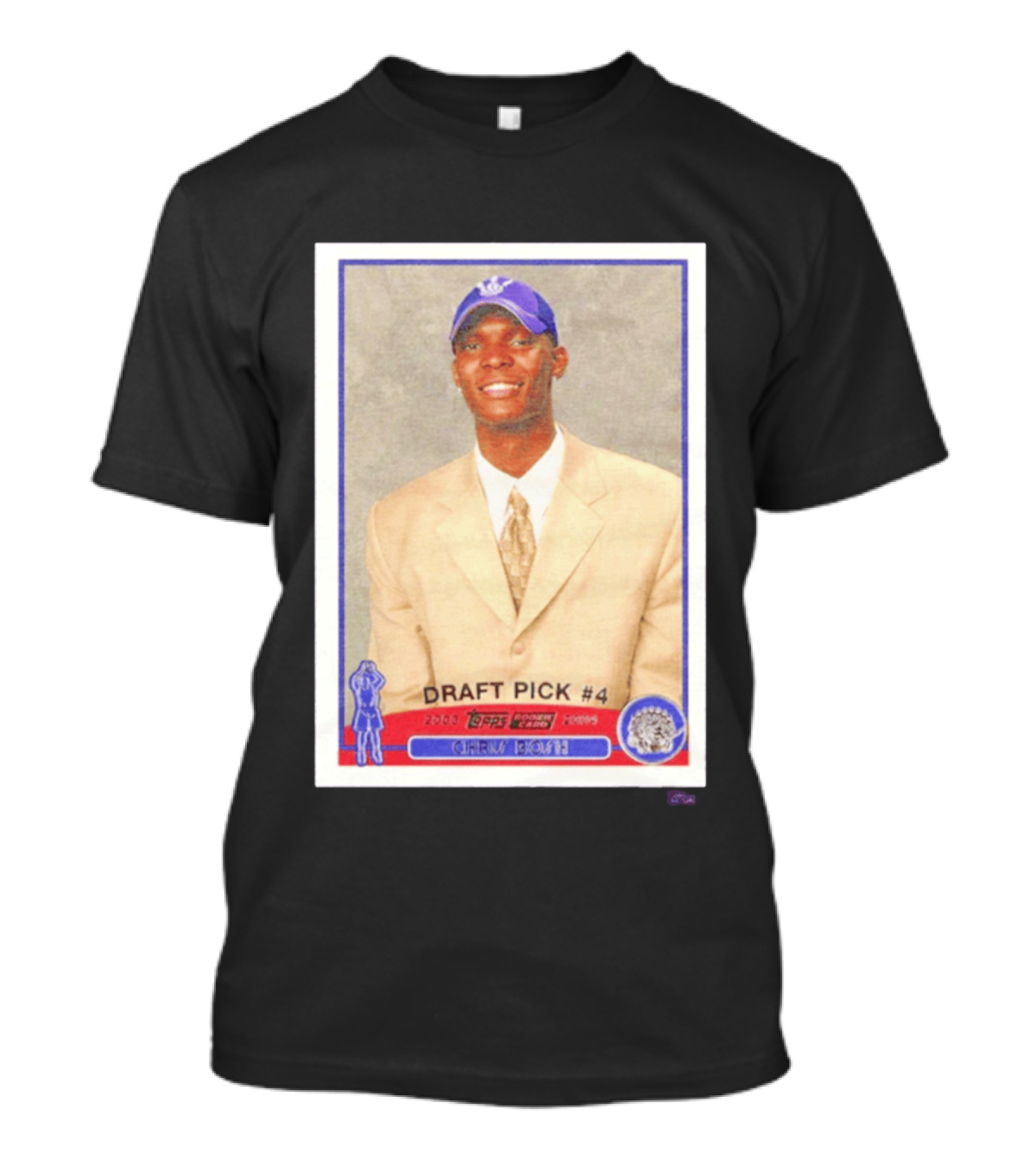 Toronto Raptors Chris Bosh 2003 Topps Draft Pick #4 Basketball Card T-Shirt