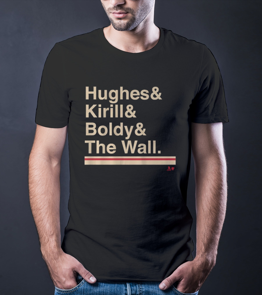 Hughes Kirill Boldy The Wall Minnesota Hockey Ampersand T-Shirt
