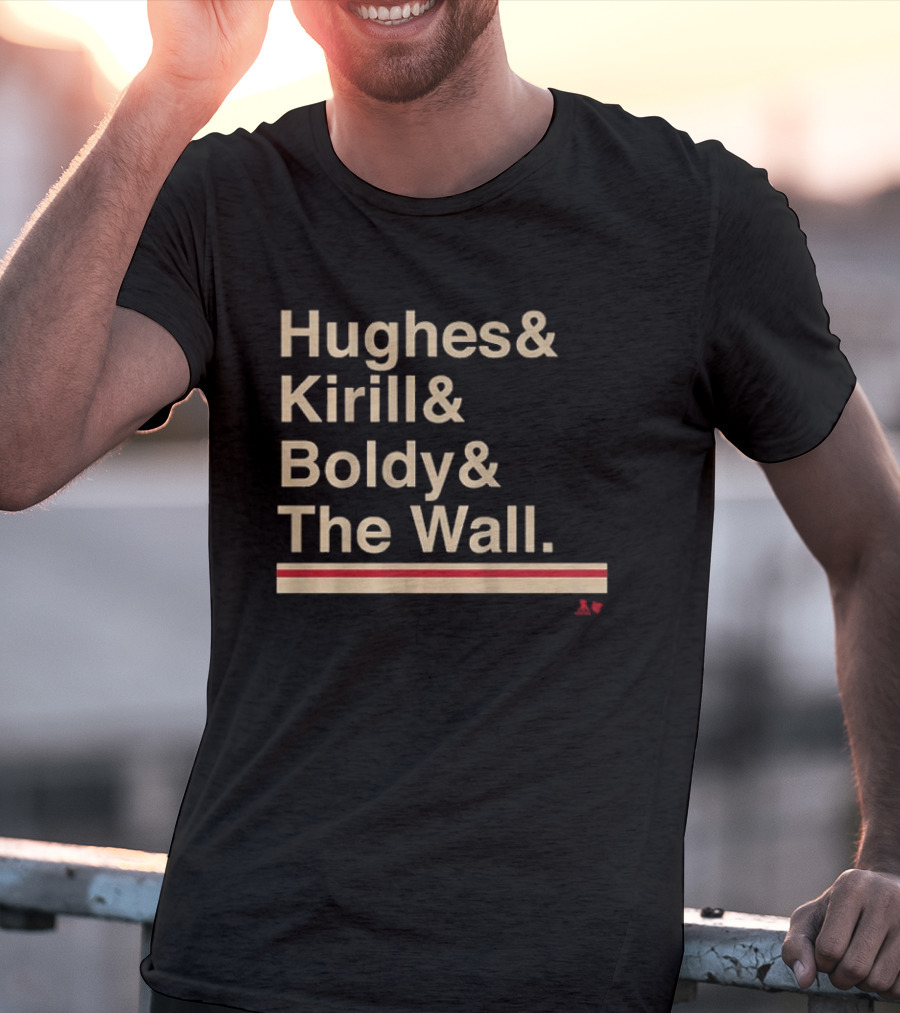 Hughes Kirill Boldy The Wall Minnesota Hockey Ampersand T-Shirt