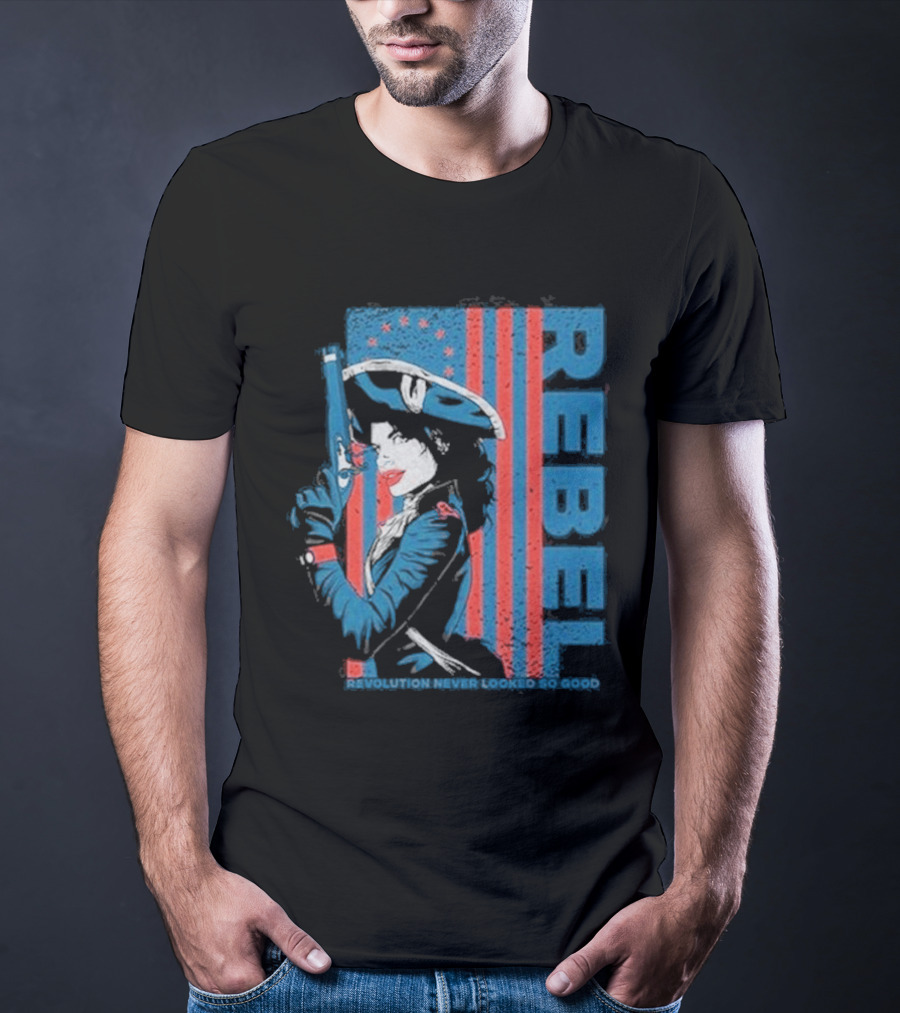 Women's Rebel Revolution Never Looked So Good Slim Fit 2026 American Flag Soldier T-Shirt