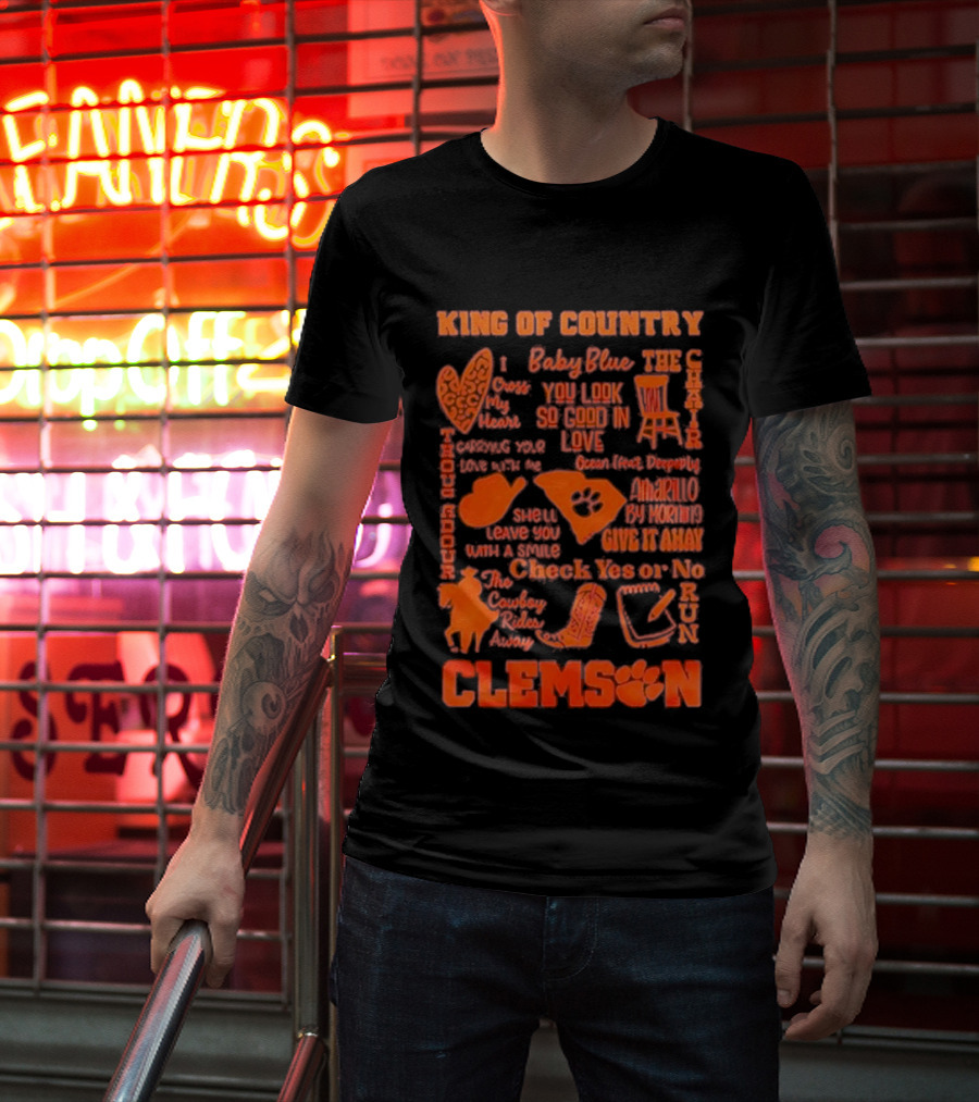 King Of Country Clemson Tigers Baby Blue Amarillo Check Yes Or No T-Shirt
