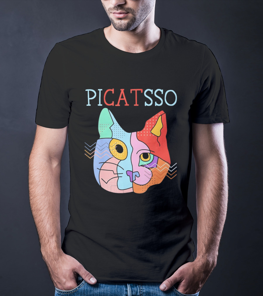 Picatsso Cat Colorful Cubist Style Artistry T-Shirt