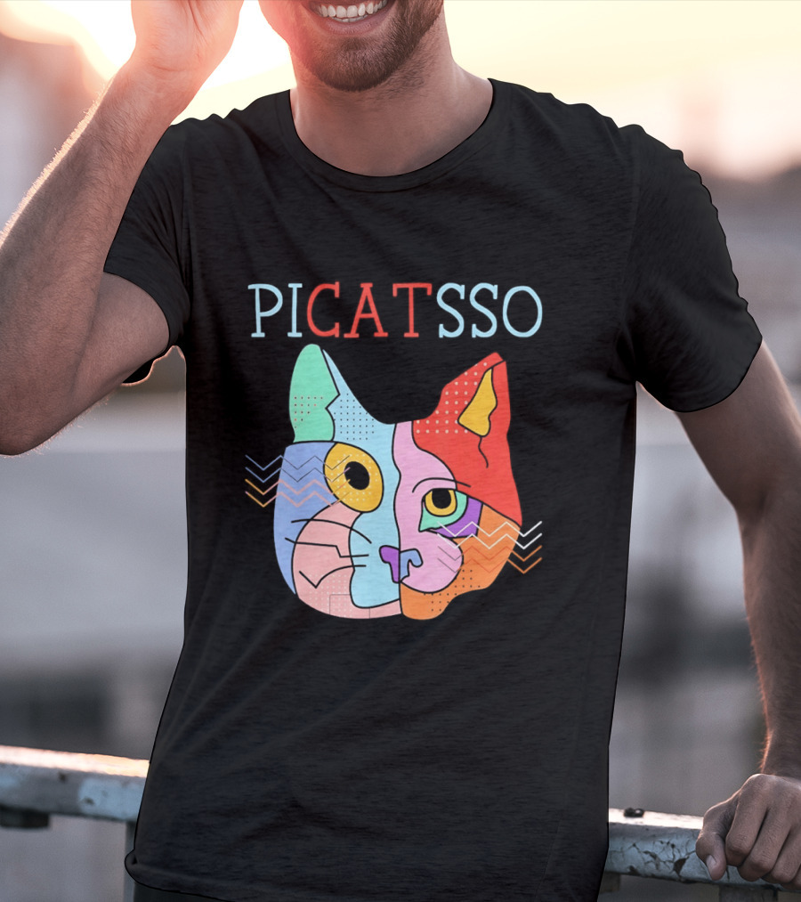 Picatsso Cat Colorful Cubist Style Artistry T-Shirt