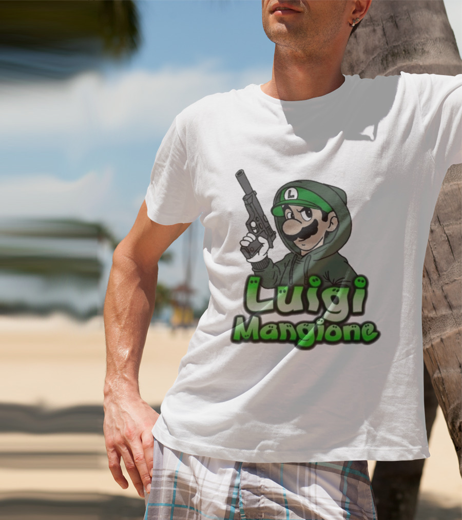 Luigi Mangione Super Mario Gun T-Shirt