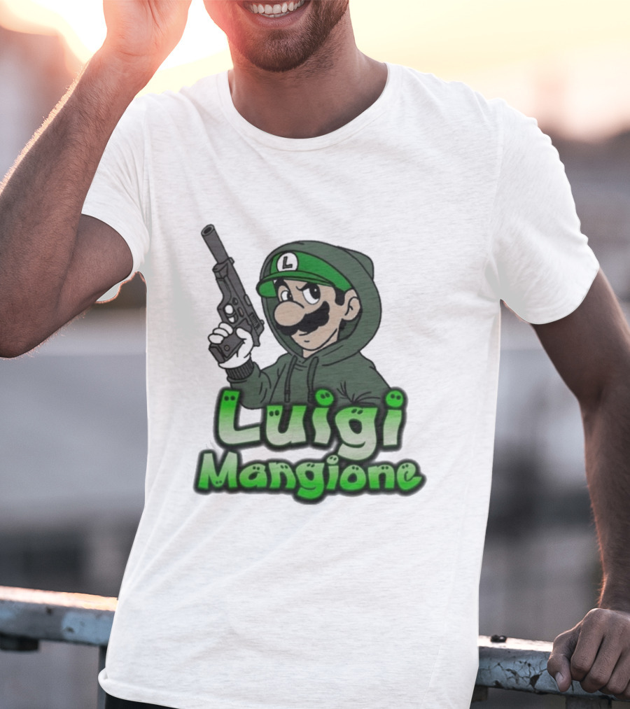 Luigi Mangione Super Mario Gun T-Shirt