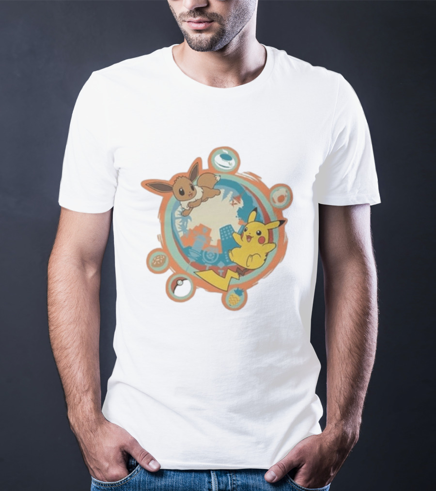 Pokémon GO 10th Anniversary Pikachu Eevee Celebration With Poké Ball And Elemental T-Shirt