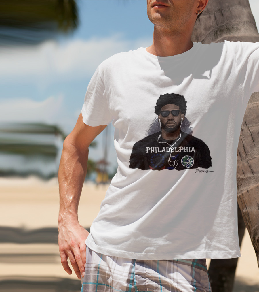 Philadelphia Basketball Sixers Joel Embiid Artwork By D. Sarana T-Shirt